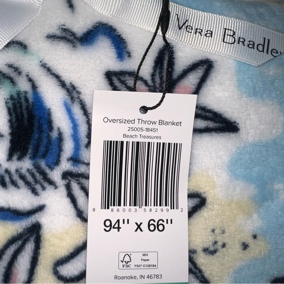 NWT Vera Bradley XL Oversized Throw Blanket Beach Treasures - Picture 4 of 4